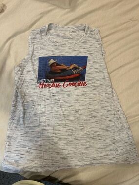 Source Unknown White/Gray Muscle Tee with Blue and Red Graphic
